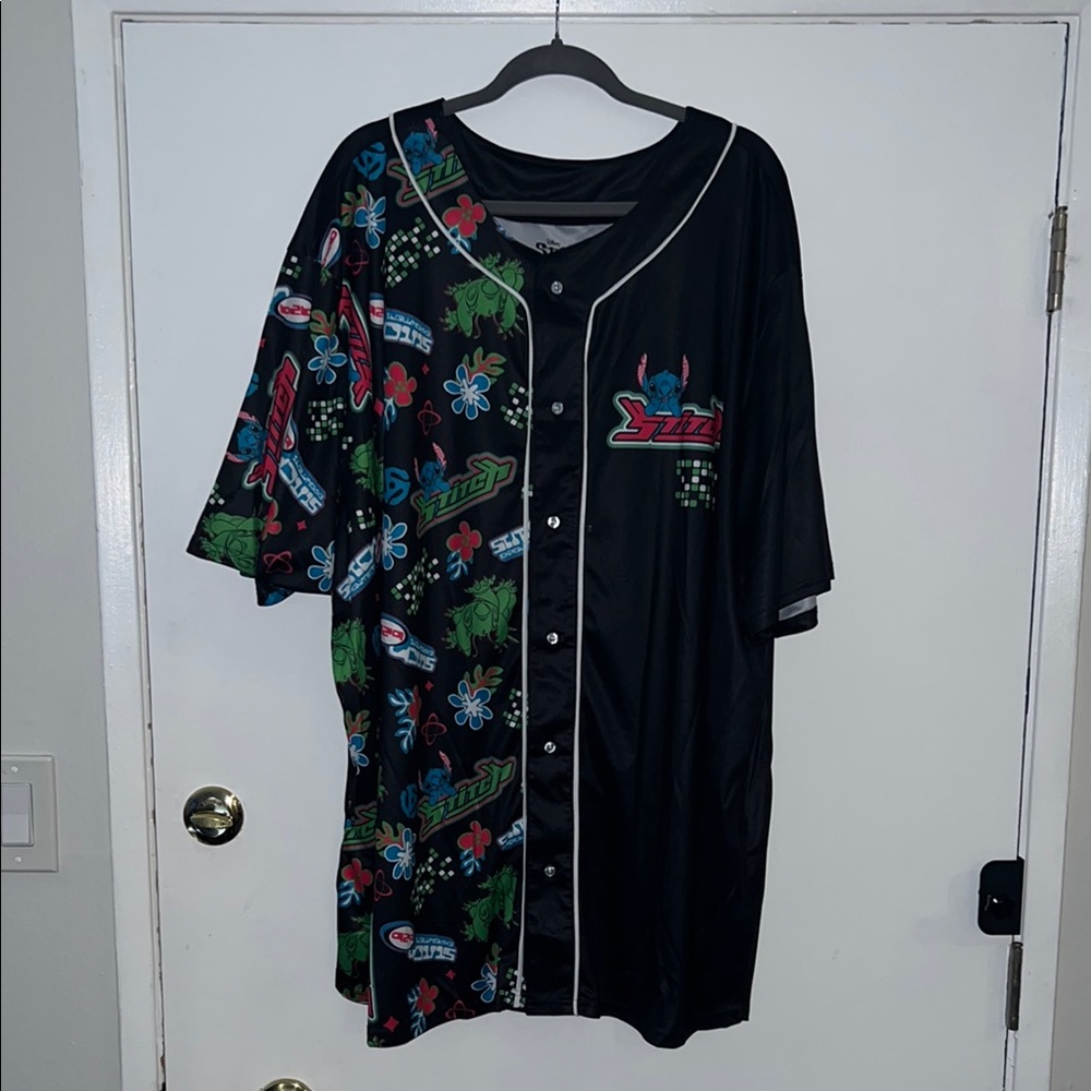 Disney Stitch Button Up Jersey Black, Brand New Never Worn, missing tag, 5XL
